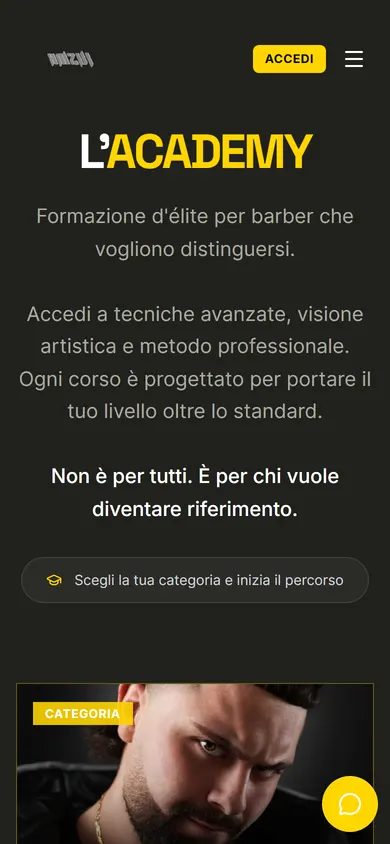 La stessa pagina dei corsi dal telefono